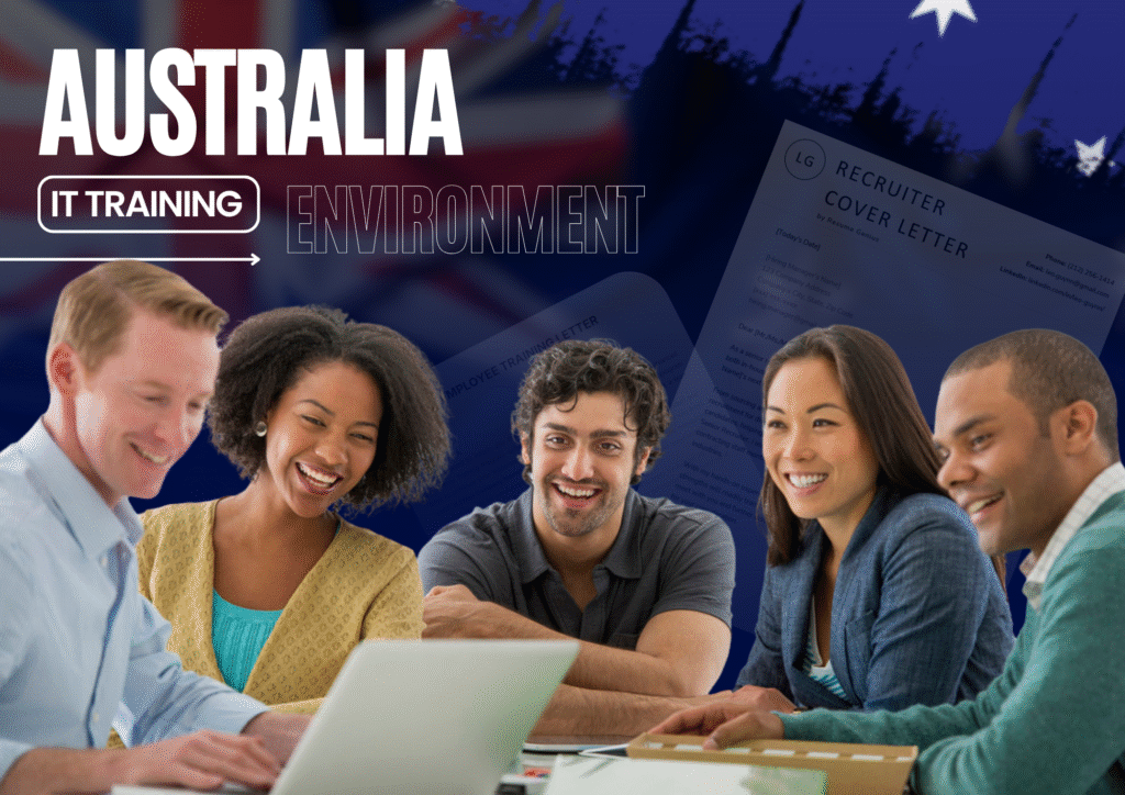 Modern Australian tech office providing IT training and internship opportunities for students.